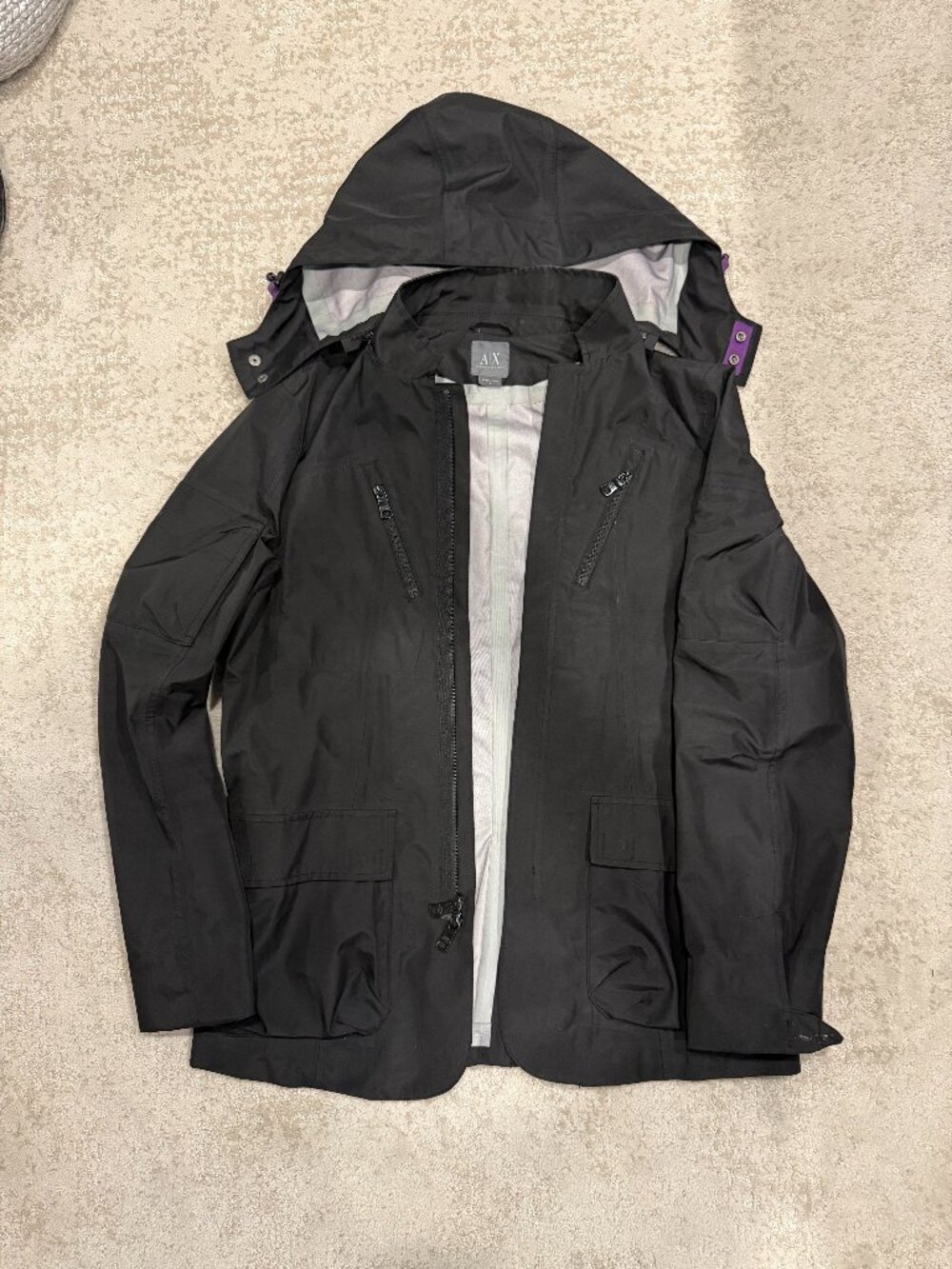 A|X ARMANI EXCHANGE MEN'S BLACK NYLON HIP ZIP JACKET COAT SIZE M